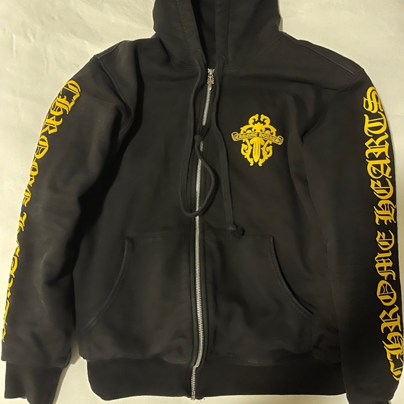 Chrome Hearts Dagger Black & Yellow Zip Up Hoodie Thermal - Picture 1 of 11